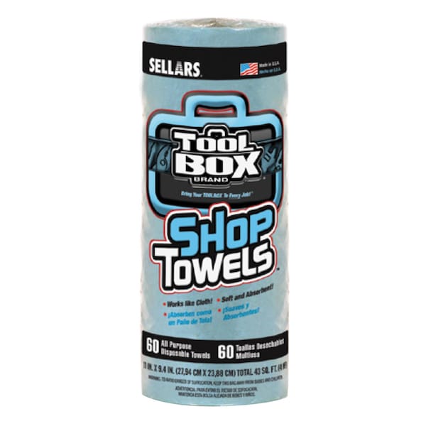 Asp Shop Towels - Disposable - Rolls, 11" X 9.4" 60 Sheets Per Roll Pk 1921 - main